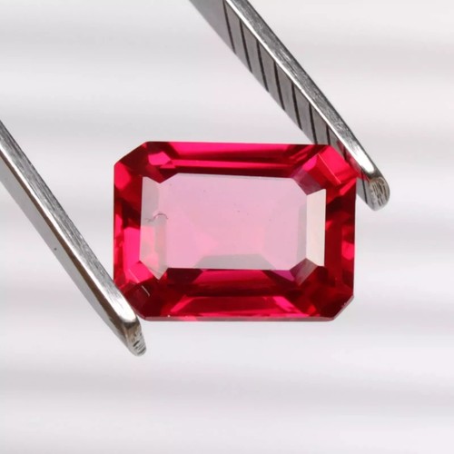 Rubis Rouge Naturel Taillé émeraude - Pierre Précieuse Certifiée GIR - 11x9x6 Mm - Vrac