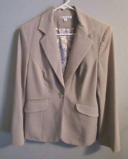 CAbi Light Gray Long Sleeve Lined Button Blazer Jacket w/White Stitching Size 6