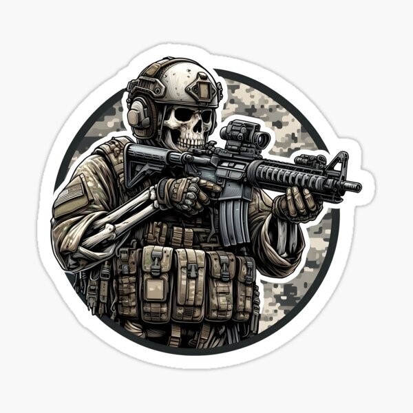 Tactical Skeleton Vinyl Die-Cut Sticker for Gear and Laptops