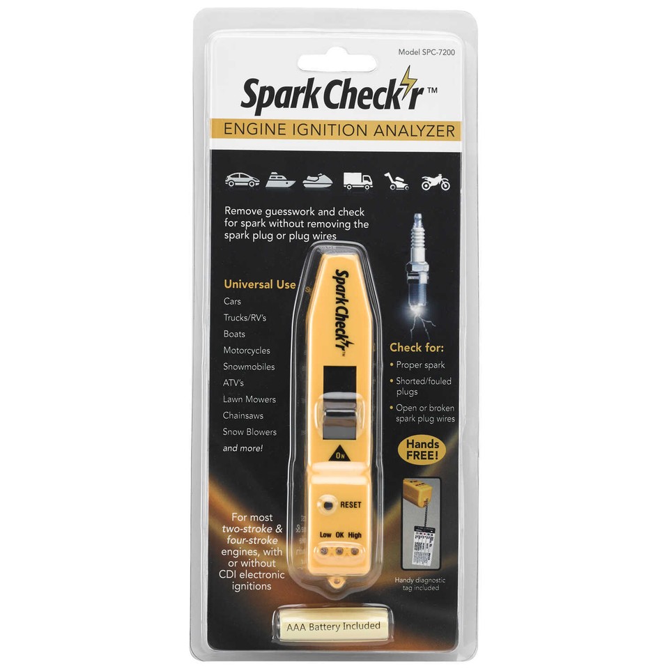 SparkCheck’r Hands-Free Engine Ignition Analyzer – Test Spark Plugs & Ignition On Lawn Mowers, Cars, Boats & More