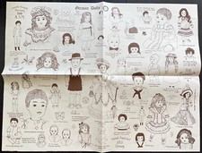 Poster Paper ID Chart German Dolls 22x17in by Sandy Williams 1976 folded