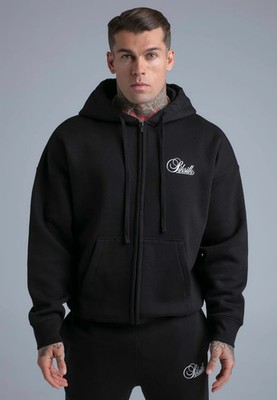 SikSilk Herren schwarz Essentials Hoodie mit durchgehendem Reißverschluss Large
