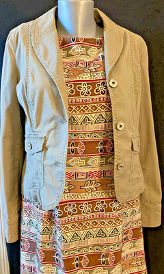 GAP Khaki Utility Jacket Casual Blazer Style Button Front Women s Size 6