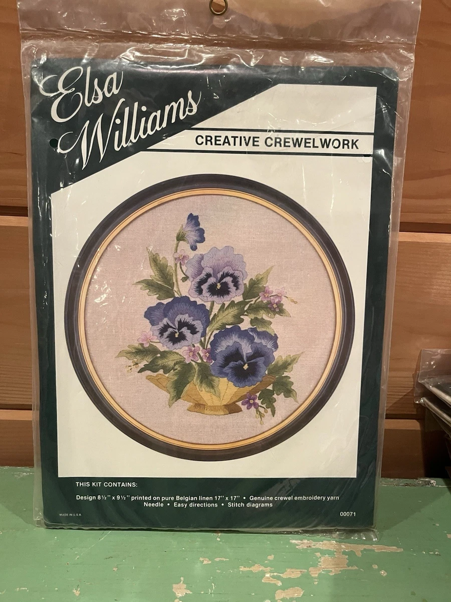 Broderie Crewel Vintage Elsa Williams - Vase De Cristal Encadré, Occasion