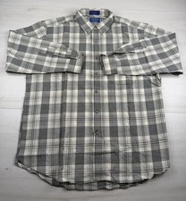 Vtg Sir Pendleton 100 Virgin Wool Shirt White Check Plaid Button Down Mens XL