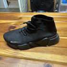 Balenciaga Speed Men’s Black Mid Top Knit Lace Up Logo Sneakers — photo 7