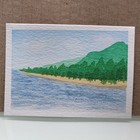 ACEO Original Watercolor Painting Mountain Lake & Beach Signed KatieBearDesigns — photo 2