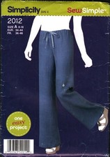 2012 Vintage Simplicity SEWING Pattern Misses Simple Pull on Pants Trousers 8