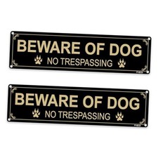 2-Pack Beware of Dog - No Trespassing Sign, 12x3 Inch Rust Free .040 Black