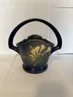 Roseville Pottery Blue Freesia Basket Vase