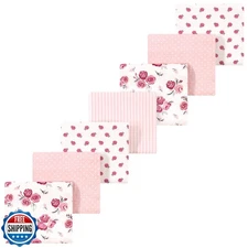 Luvable Friends Hudson Baby Flannel Receiving Blankets 7pk, Pastel Rose