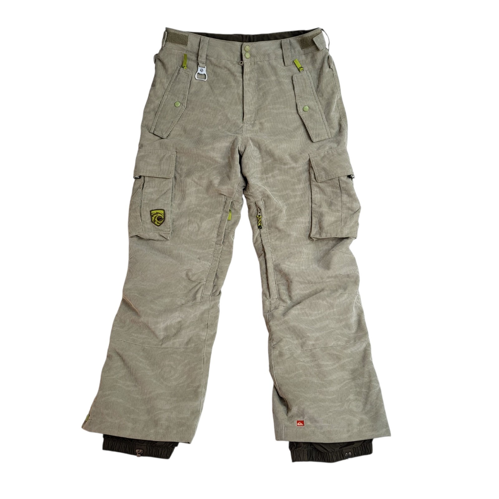 Pantalones de esquí de nieve de lujo de pana plateados rápidos Sherpa para hombre talla grande W34 L32