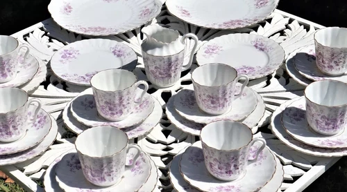 Antique Tea set JZ & CO  JACOB ZEIDLER GERMANY 29 pieces cups saucers plates jug