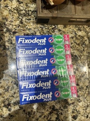 6 Pack Fixodent Plus Scope Denture Adhesive, Precision Hold, 2.0 oz Each.  NEW!