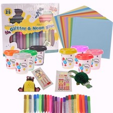 Kids Art And Craft Kit Play Dough Glitter Pens Paper & Crafts 125PCS + FREE GIFT