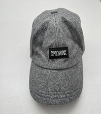 PINK Victoria's Secret Women Baseball Cap OS Gray Curved Strapback Wool Blend