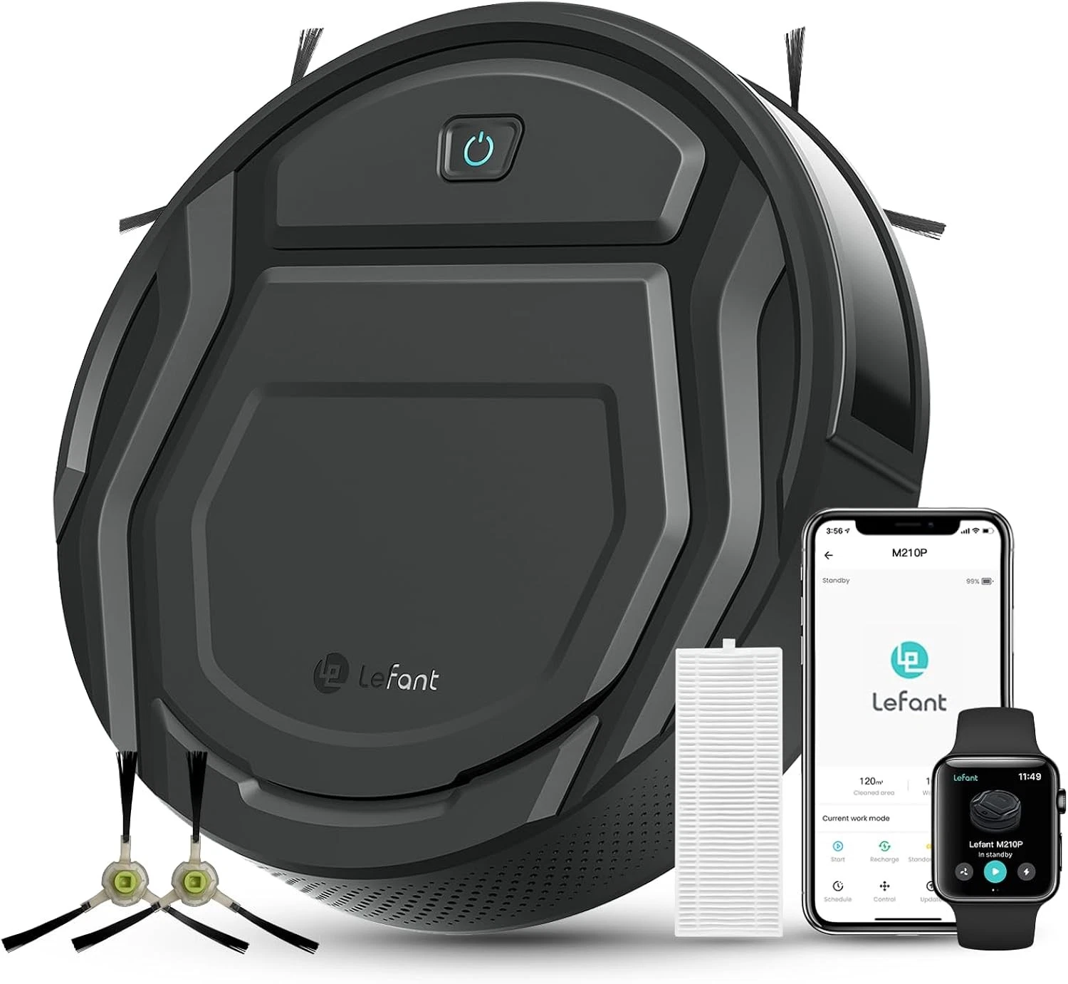 Lefant M210P Robot Vacuum Cleaner 7.8cm Thin 28cm DIA 500ml Dustbin Alexa