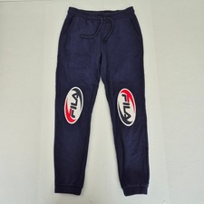 FILA Joggers Small Navy Men's Cotton Blend Comfortable Drawstring Athletic