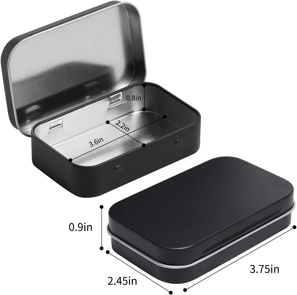 Matte Black Rectangular Hinged Tins - Pack of 40 Small Empty Storage Containers - Image 2 of 4