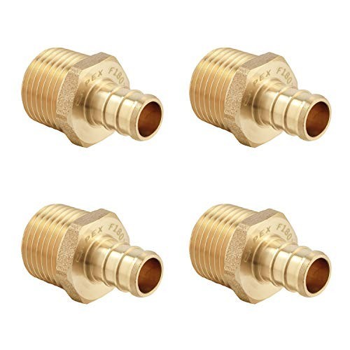 4 Pack Pex Crimp Fitting, 1/2" Male Adapter, Brass NPT Barb