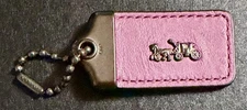 COACH Hang Tag Leather Horse & Carriage Bag Charm Fob Purple