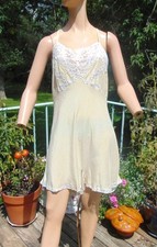 VTg 1930s Bullock's Wilshire Silk Charmuse  Lace Teddy Chemise 42B