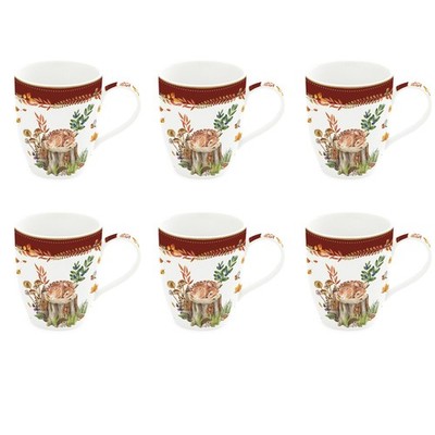 6er Set Becher Forest Dream mit Reh und Fuchs  für 350ml Porzellan Easy Life