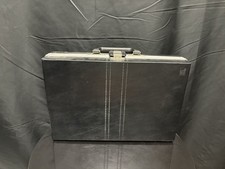 Black Leather Briefcase Cassette Audio Tape Holder Carry Case Storage