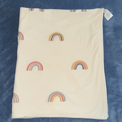 Cloud Island Baby Blanket Embroidered Rainbows Cream Soft Velour Target?