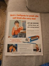 1955 Gleem GL-70 Toothpaste Brush Teeth Woman Decay Vintage Print Ad 10x14
