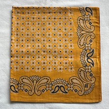Vintage Bandana Geometric Floral  Paisley Handkerchief Mustard Yellow Cotton 19