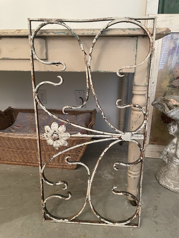 Antique French Cast Iron Window Grate Architectural Element 