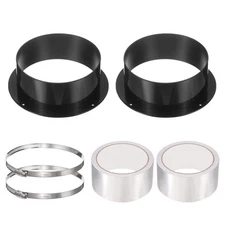 6" Duct Connector Flange, 2 Pack Plastic Straight Pipe Flange with Clamp, Black