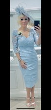 Beautiful Satin Blue Mother of The Bride/Groom Dress. Size 10Worn Once Perfect