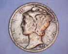 1934 Mercury Head Silver Dime  FINE **605-6
