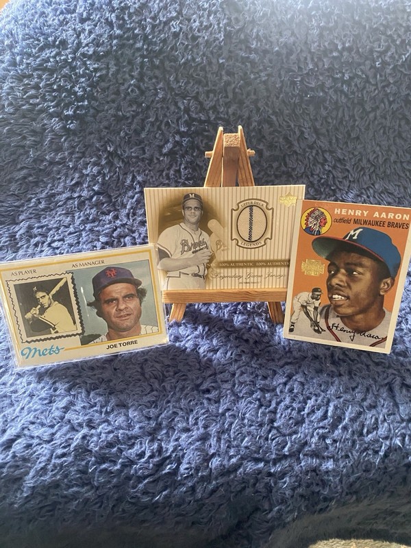 Joe Torre 1974 Topps #109 ORIGINAL + Game Used Jersey + Hank Aaron HOF Lot 