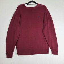 Lyle  Scott Long Sleeve Knit Sweater Mens XL Maroon 100 Cotton Crew Neck
