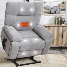 Wide Power Lift Recliner Chair Electric Elderly Sofa Massage Heat Cup Holder