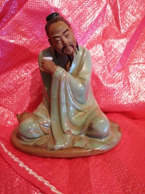 VINTAGE TEETRINKER SHIWAN KERAMIK FIGUR 7'' HOCH BRILLANTER ZUSTAND GLASIERT