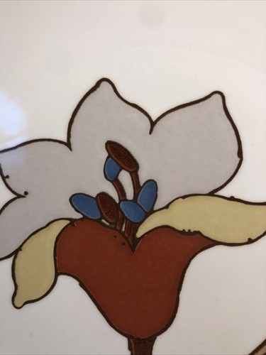Vintage Mikasa Forecast 12.25" Serving Platter Deco Lily by Joan Luntz Stoneware - Picture 3 of 7