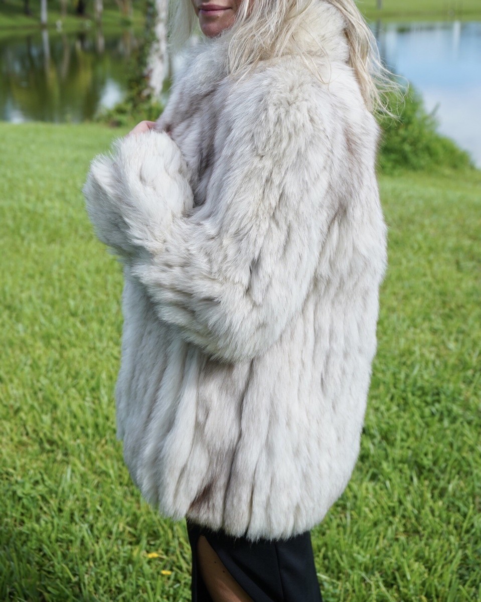 Saga Furs BLUE ARCTIC Natural FOX Fur Coat Jacket | eBay