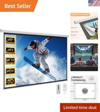 Ceiling or Wall Mounted 100" Motorized Projector Screen - Ultra-Quiet Retraction