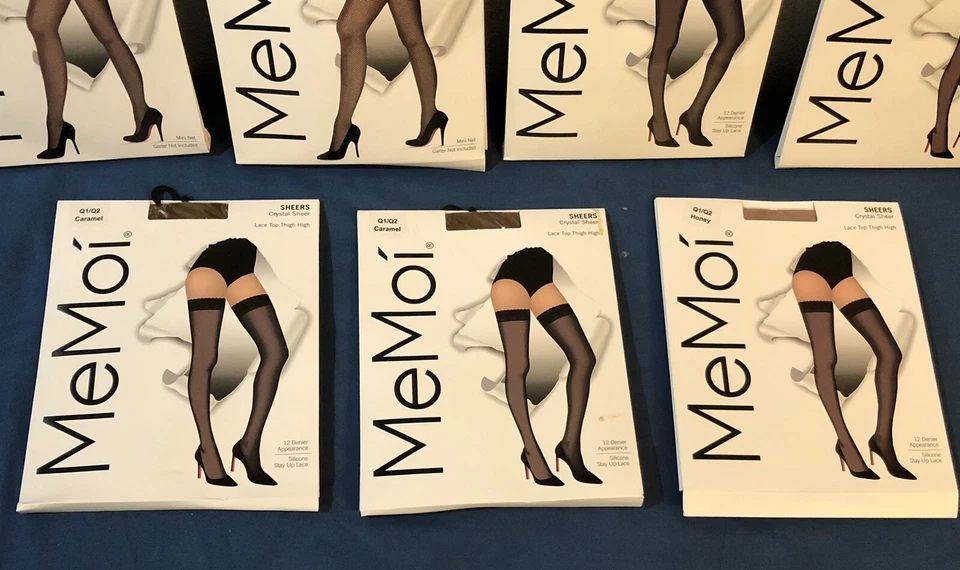MeMoi Fishnet & Crystal Sheer Lace Top Thigh High Stockings size Q1/Q2 Lot Of 7 - Image 2 of 4