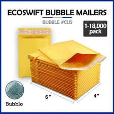 1-18000 #0000 4x6 "EcoSwift" Small Kraft Bubble Mailer Padded Envelope Bag 4 x 6
