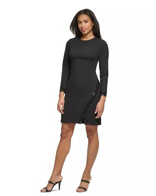 dkny black sequin dress Donna Karan Women's Sequin Halter Gown Dress in Black, Size 14