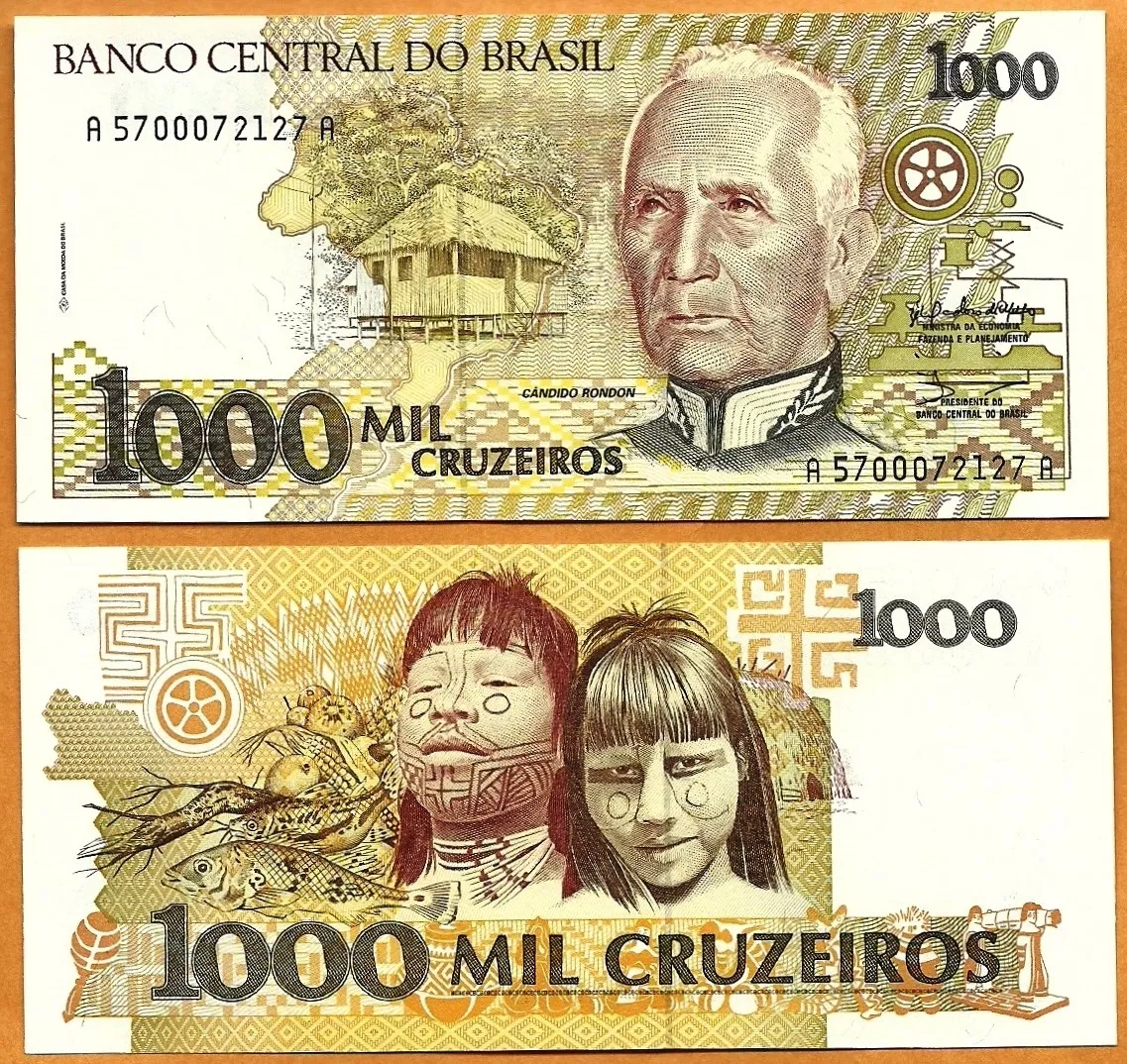 BRAZIL 20 CRUZEIROS 1963 P168b BRASIL REPUBLICA SHARP 3833# BANKNOTE MONEY