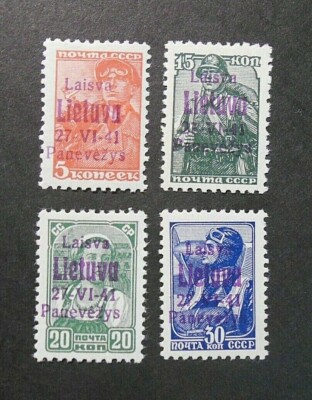 DEUTSCHLAND GERMANY,1941 Litauen PANEVEZYS/PONEWESCH 4V SVR LILA 4/6/7/8 C POSTFRISCH**