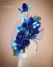 Royal Ascot Fascinator Kentucky Derby Hat Royal Blue Flower Cascade Breeders Cup