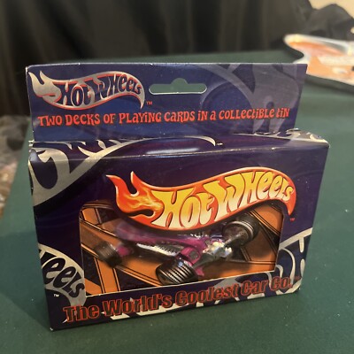 Hot Wheels Two Decks of Bicycle Playing Cards In Collectible Tin 2001 New Sealed