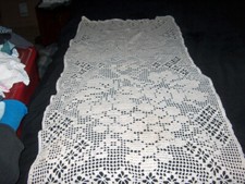 HAND MADE CROCHET TABLE, SOFA, CHAIR PC CREAM/OFF WHT. COLOR "VINTAGE" 22" X 43"